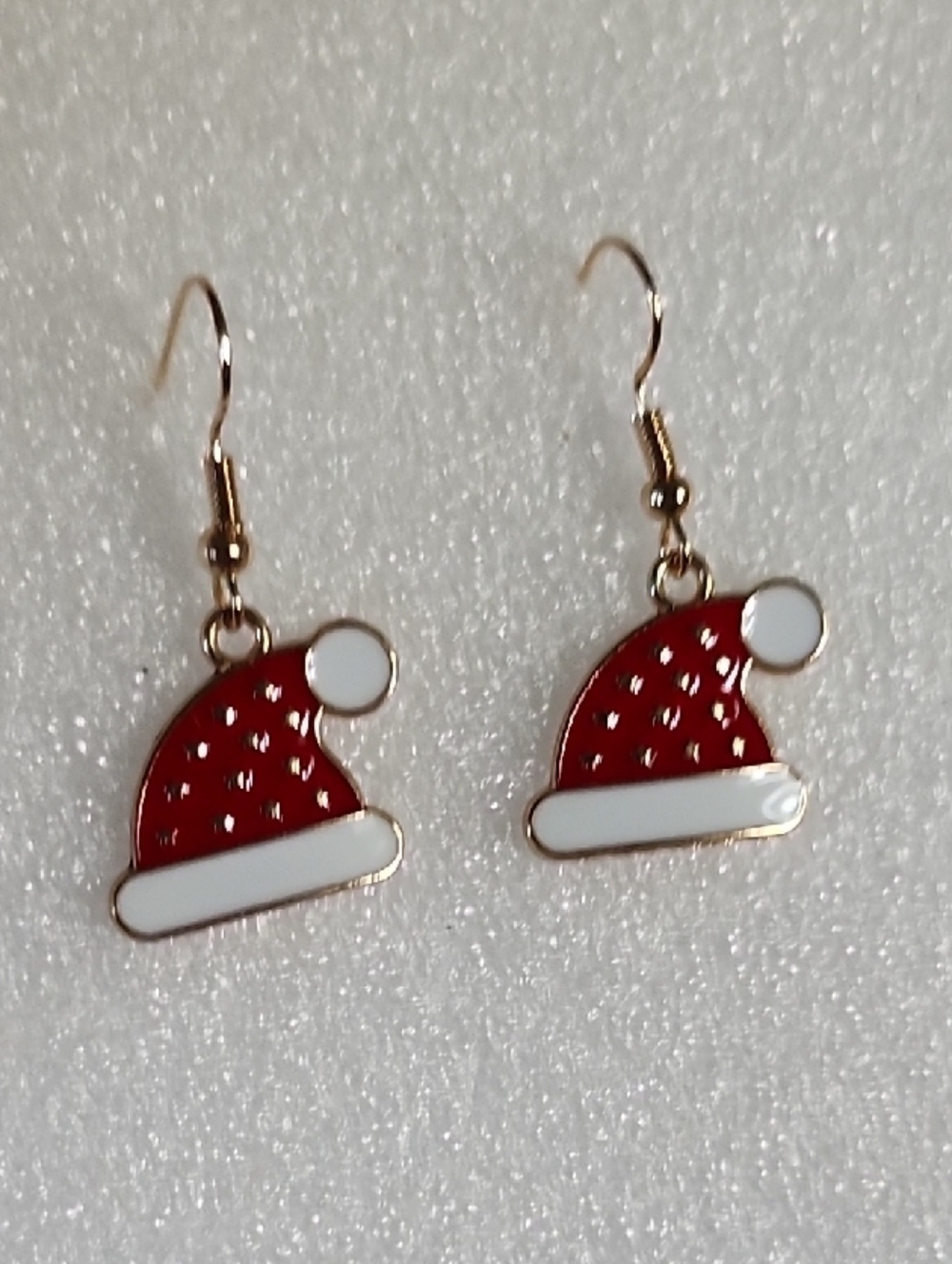 Hand Crafted Red and White Santa Hat Drop Earrings